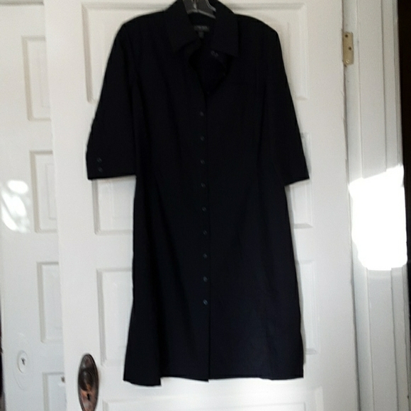 Navy Blue Shirt Dress - Picture 1 of 7